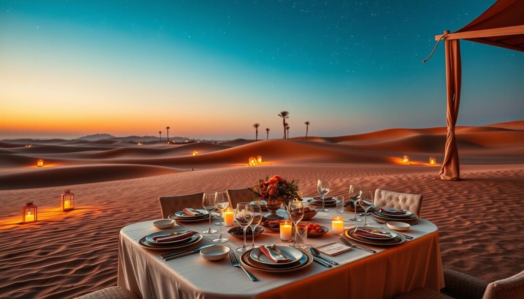 Desert fine dining experience Dubai