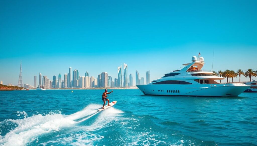 Wakeboarding from yacht Dubai