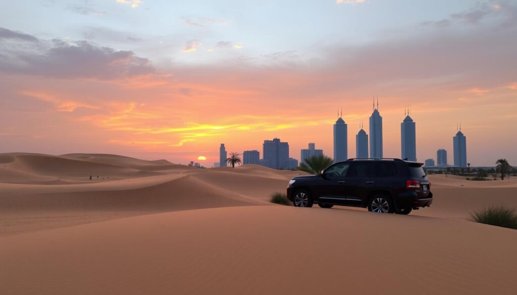 Desert safari pickup near Jumeirah Lake Towers Dubai