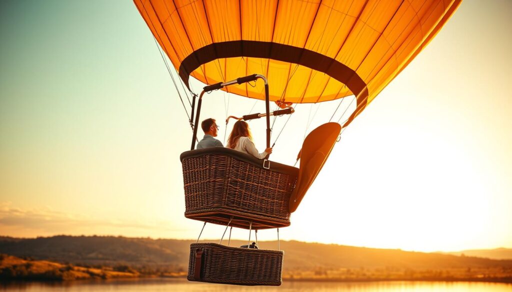 Does someone go with you in a hot air balloon?
