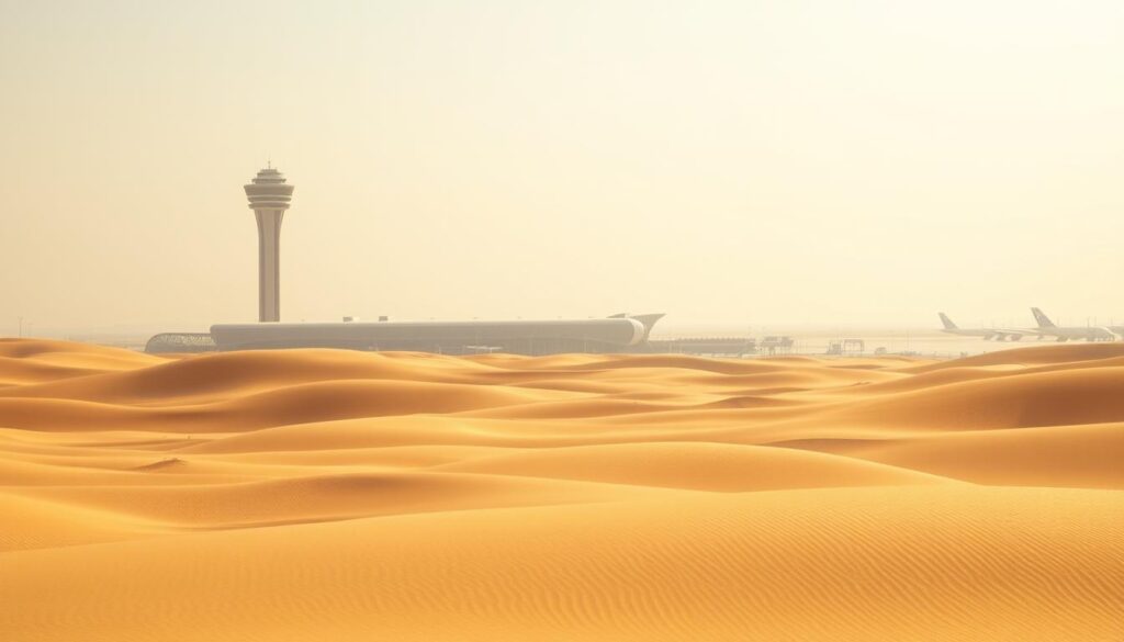 How far is Dubai desert from the airport?