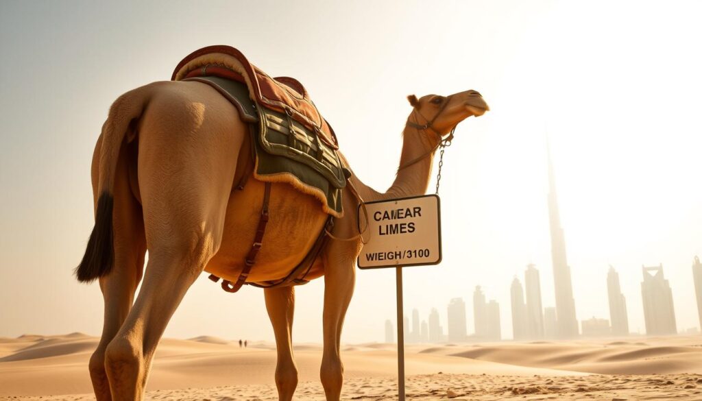 What is the weight limit for camel rides in Dubai?